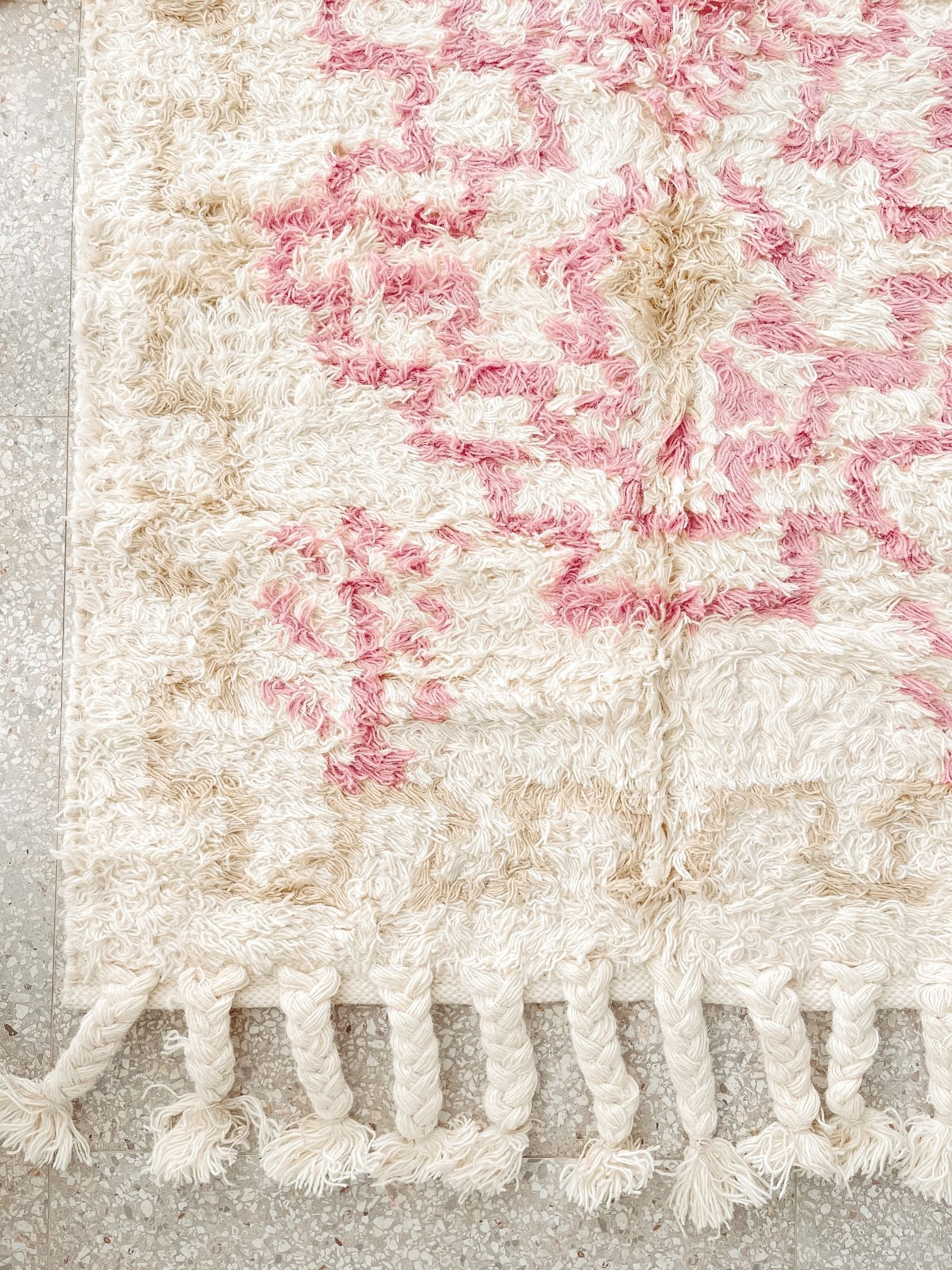 Ilsa Ivory Pink Tribal One Of A Kind Moroccan Runner Rug - Lustere Living