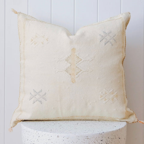Ivory 01 Cactus Silk Moroccan Cushion Cover - Lustere Living