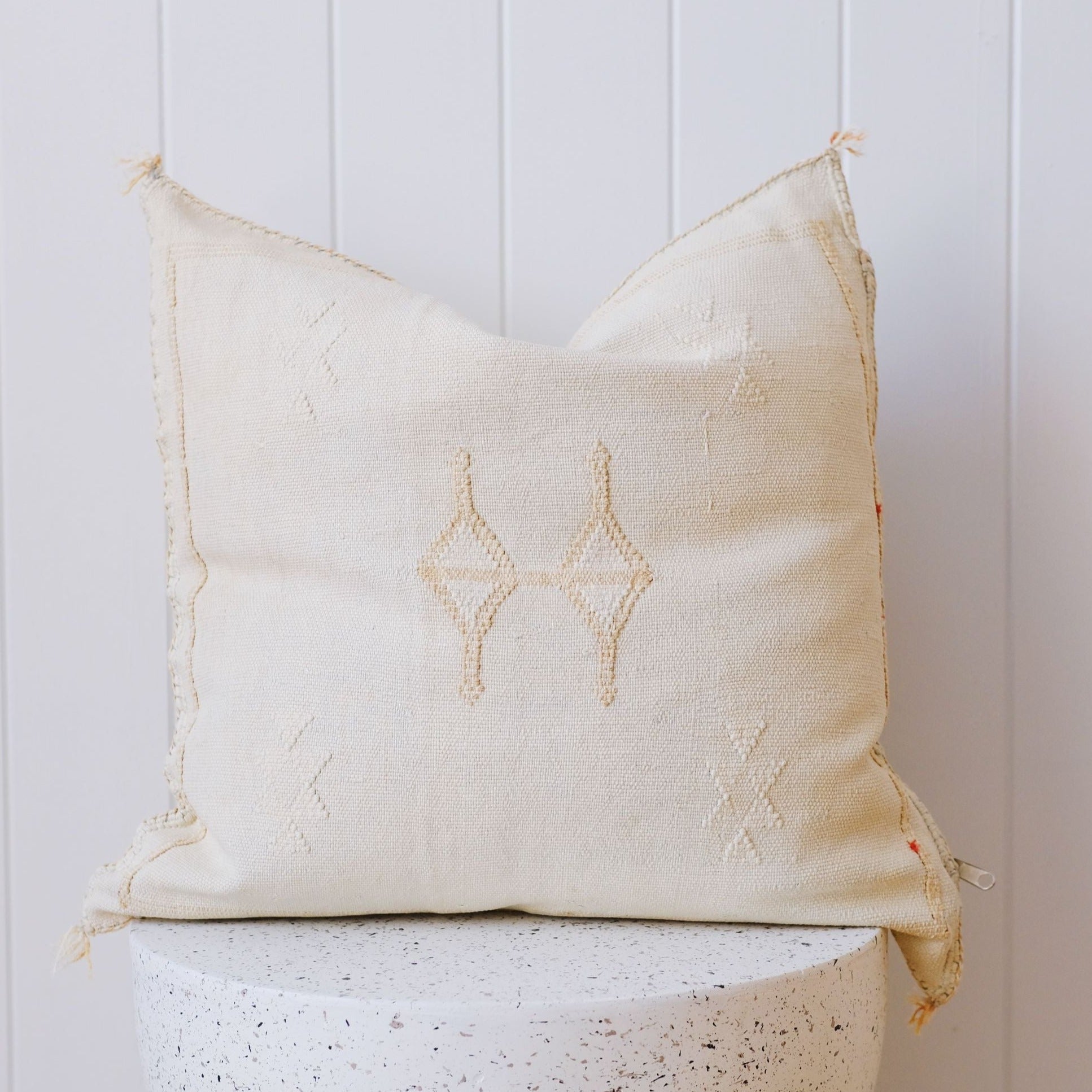 Ivory 02 Cactus Silk Moroccan Cushion Cover - Lustere Living