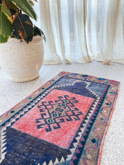 Jana Mini Washed Vibrant Pink Turkish One of A Kind Door Mat Rug - Lustere Living
