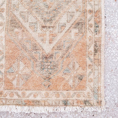 Jenev Mini Faded Peach Turkish One of A Kind Door Mat Rug - Lustere Living