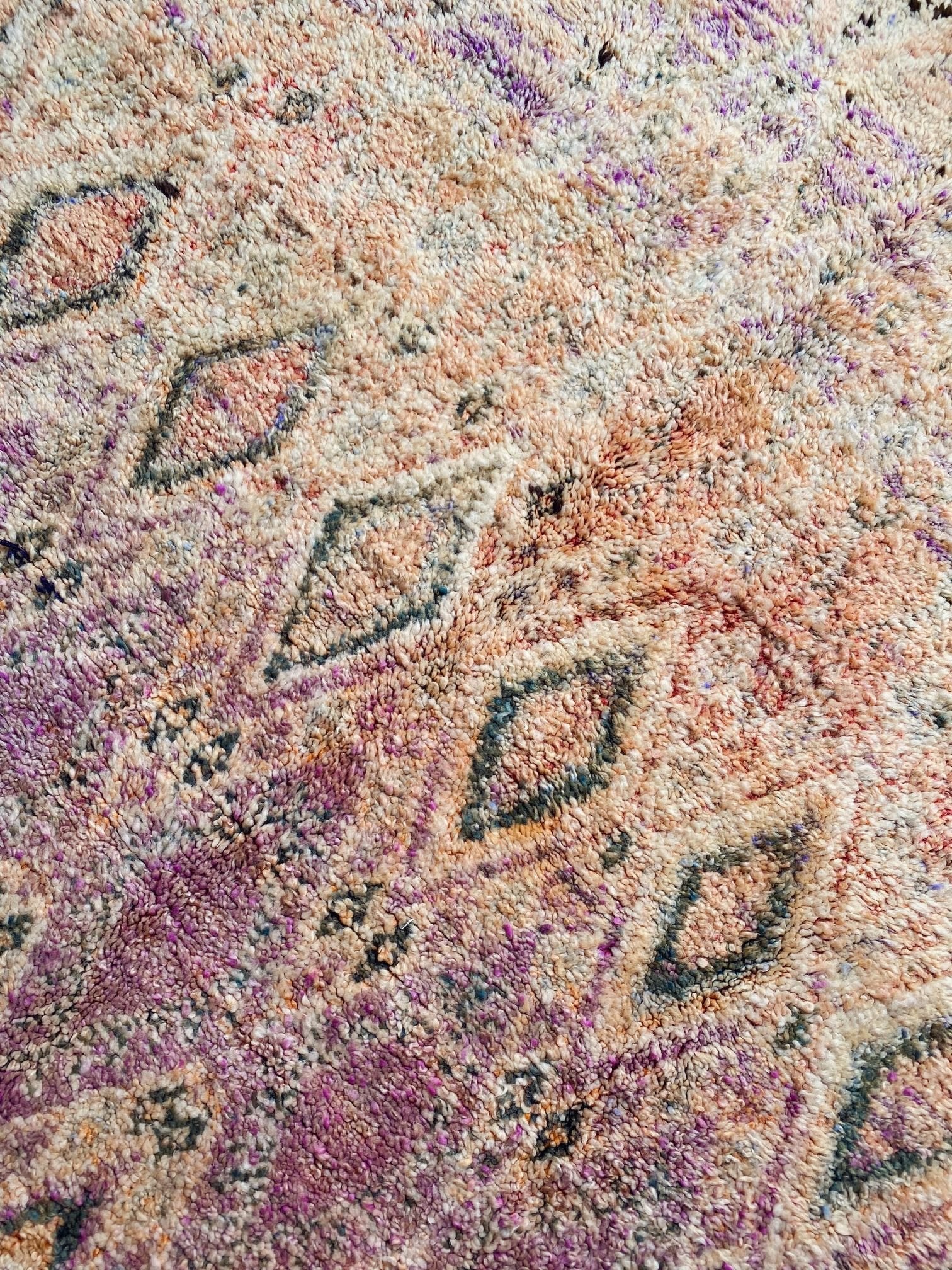 Jody Faded Purple Soft Apricot Diamond Wool One Of A Kind Moroccan Rug - Lustere Living