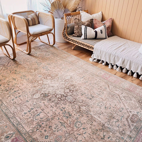 Jude Oversized Muted Taupe Blush One of A Kind Turkish Rug - Lustere Living