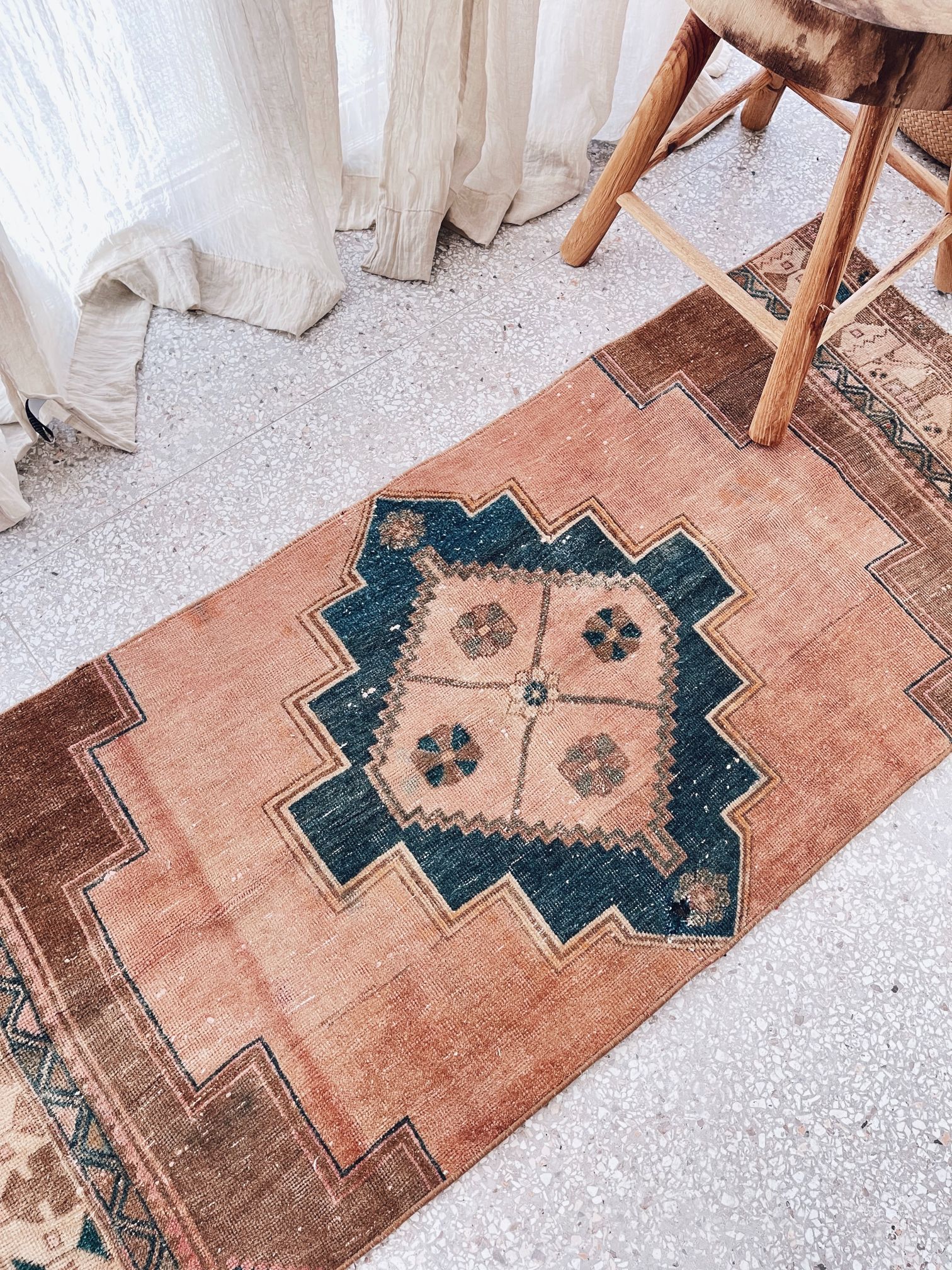 Kamal Thick Washed Brown Terracotta One of A Kind Door Mat Rug - Lustere Living