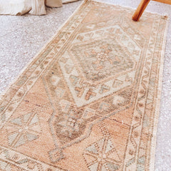 Kei Mini Muted Peach Turkish One of A Kind Door Mat Rug - Lustere Living