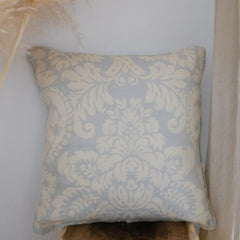 Kelly Damask Powder Blue Linen Cushion Cover - Lustere Living