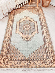Kesha Handwoven Faded Apricot Sea Foam Turkish Accent Rug - Lustere Living