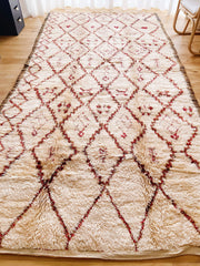 Khala Thick Beni Ourain Creamy Ivory Brown Moroccan Wool Rug - Lustere Living