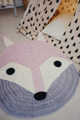 Lala Crochet Foxy Pink Grey Plat Rug - Lustere Living