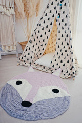 Lala Crochet Foxy Pink Grey Plat Rug - Lustere Living