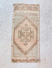 Lira Mini Muted Blush Turkish One of A Kind Door Mat Rug - Lustere Living