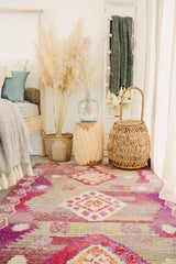 Lula Pink Wool Berber Nursery Moroccan Rug 122cm x 183cm - Lustere Living