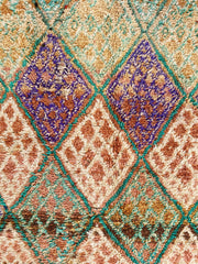 Lulu Seafoam Green Sandy Beige Diamond Vintage One Of A Kind Moroccan Rug - Lustere Living