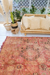 Mae Faded Scarlet Blush Vintage Moroccan One of A Kind Rug - Lustere Living