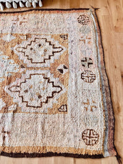 Manu Brown Muted Blush Ivory Tribal One Of A Kind Moroccan Rug - Lustere Living