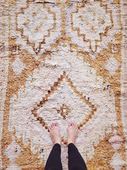 Manu Brown Muted Blush Ivory Tribal One Of A Kind Moroccan Rug - Lustere Living