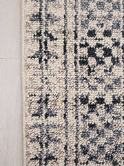 Mardin Soft Textured Navy Grey Ivory Tribal Area Rug - Lustere Living