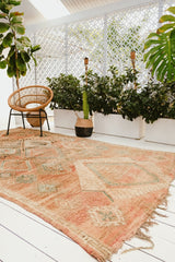 Marianne Faded Peach Apricot Vintage Boujad One Of A Kind Moroccan Rug - Lustere Living