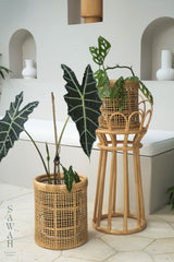 Maya Large Cane Woven Round Rattan Planter Basket - Lustere Living