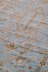 Mirlo Soft Blue Beige Oriental Accent Silk Wool Runner Rug - Lustere Living