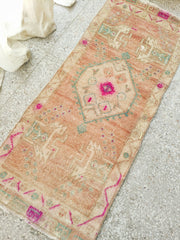 Mukhti Faded Coral Turkish One of A Kind Door Mat Rug - Lustere Living