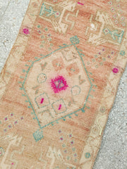 Mukhti Faded Coral Turkish One of A Kind Door Mat Rug - Lustere Living