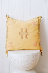 Mustard 01 Cactus Silk Moroccan Cushion Cover - Lustere Living