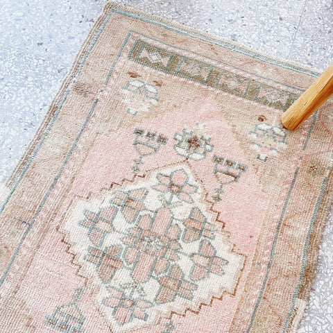 Nia Mini Muted Blush Turkish One of A Kind Door Mat Rug - Lustere Living
