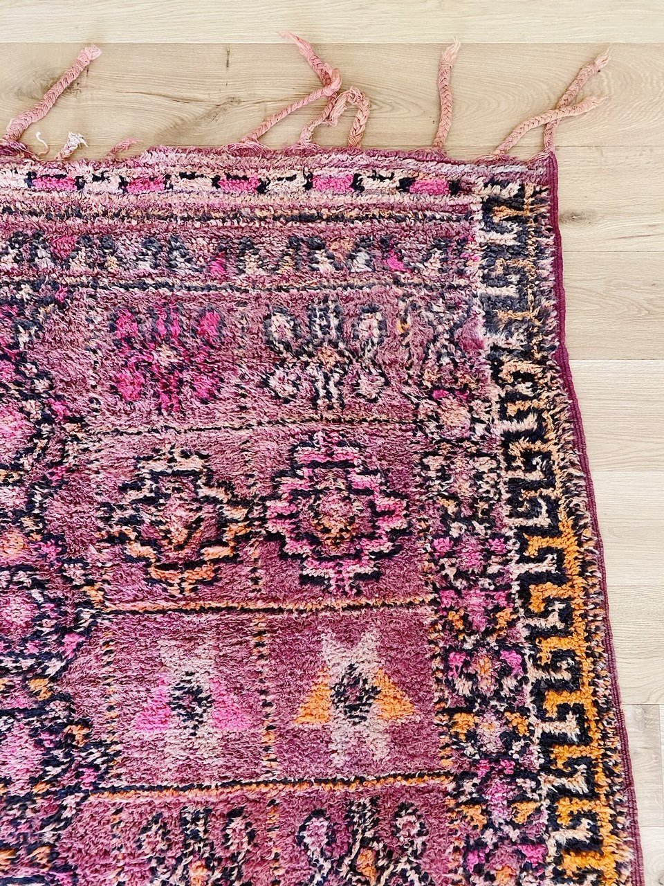 Nora Purple Boysenberry Boujad One of A Kind Moroccan Wool Rug - Lustere Living