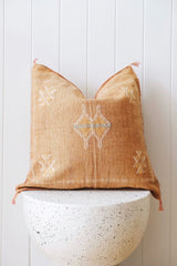 Ochre 01 Cactus Silk Moroccan Cushion Cover - Lustere Living