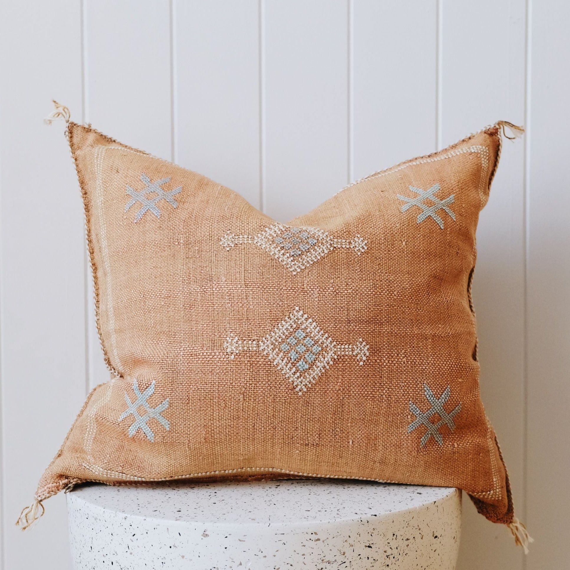 Ochre 02 Cactus Silk Moroccan Cushion Cover - Lustere Living