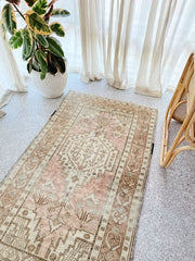 Pia Faded Soft Taupe Blush Turkish One of A Kind Accent Runner Rug - Lustere Living