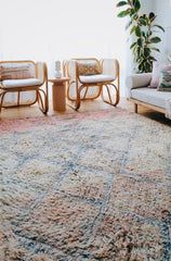 Portia Faded Peach Pink Indigo One of A Kind Moroccan Rug - Lustere Living
