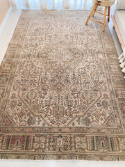 Qesa Muted Taupe Blush Oatmeal Faded One of A Kind Turkish Rug - Lustere Living