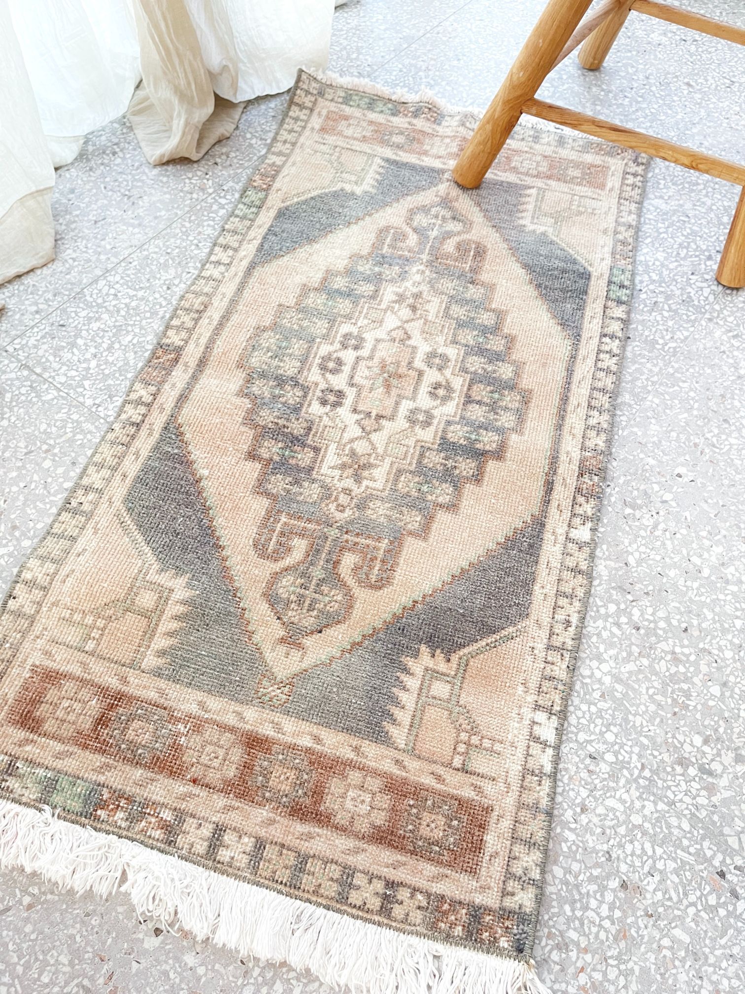 Rais Mini Faded Blush Turkish One of A Kind Door Mat Rug - Lustere Living