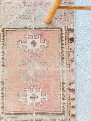 Rasa Mini Faded Peach Taupe Turkish One of A Kind Door Mat Rug - Lustere Living
