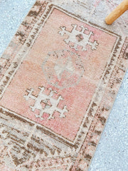 Rasa Mini Faded Peach Taupe Turkish One of A Kind Door Mat Rug - Lustere Living