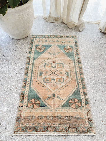 Rio Mini Faded Peach Turkish One of A Kind Door Mat Rug - Lustere Living