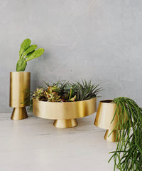 Rola Mid Century Tall Brass Flowers Vase Planter - Lustere Living