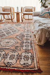Rosita Faded Apricot Medallion Moroccan Wool Bohemian Rug - Lustere Living