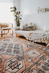 Rosita Faded Apricot Medallion Moroccan Wool Bohemian Rug - Lustere Living