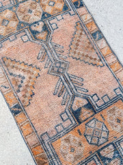 Roslyn Faded Peach Blue Handwoven Turkish Hallway Kitchen Runner Rug - Lustere Living
