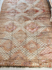 Rumy Vintage Faded Ochre Apricot One of A Kind Moroccan Rug - Lustere Living