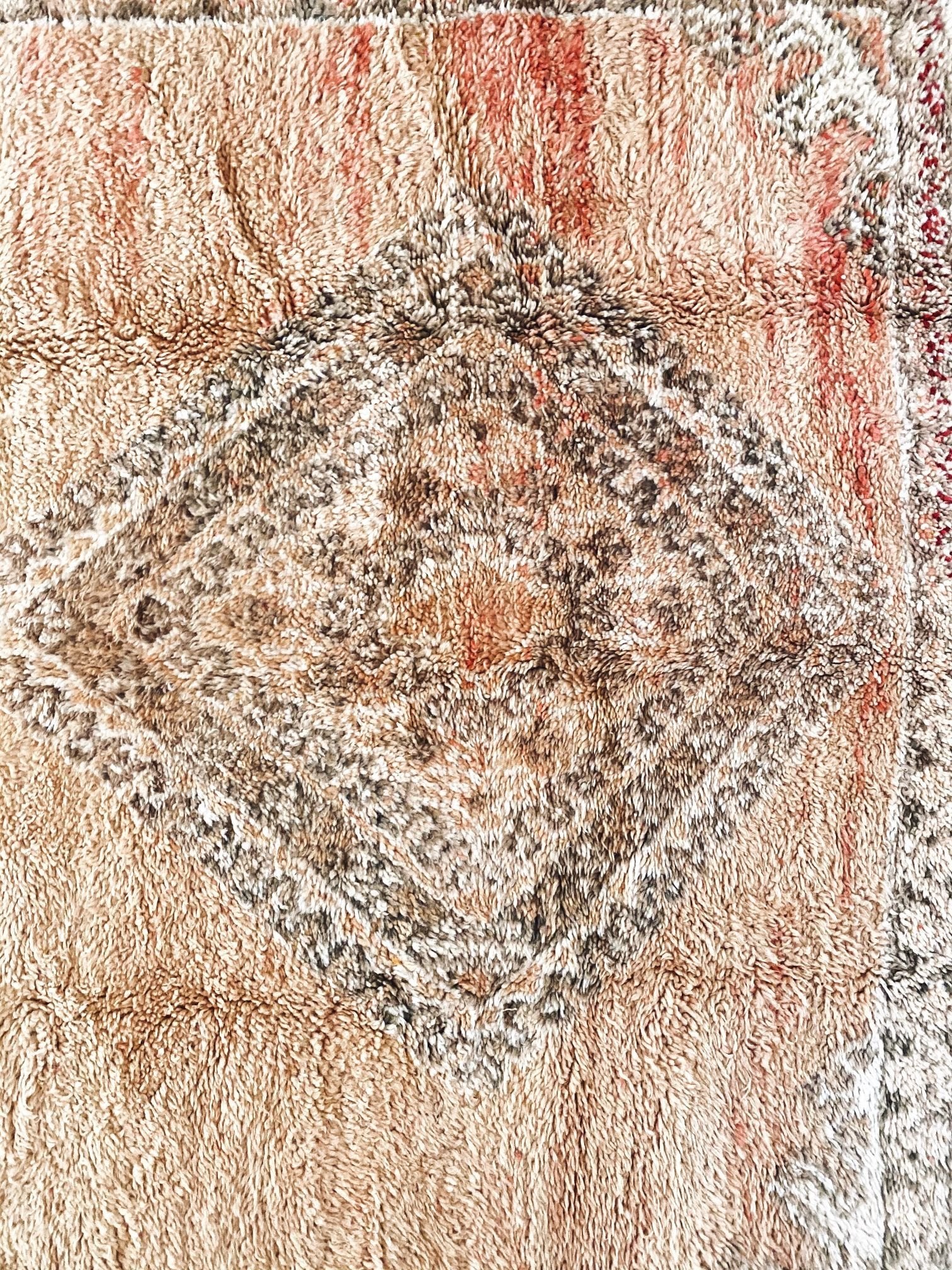 Saliz Vintage Faded Peach Taupe One of A Kind Moroccan Rug - Lustere Living