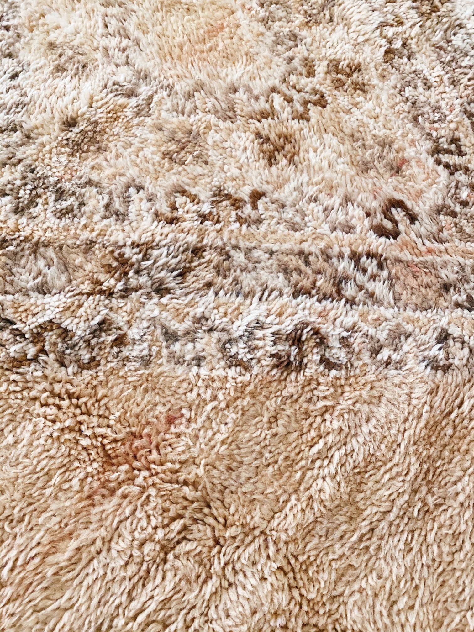 Saliz Vintage Faded Peach Taupe One of A Kind Moroccan Rug - Lustere Living