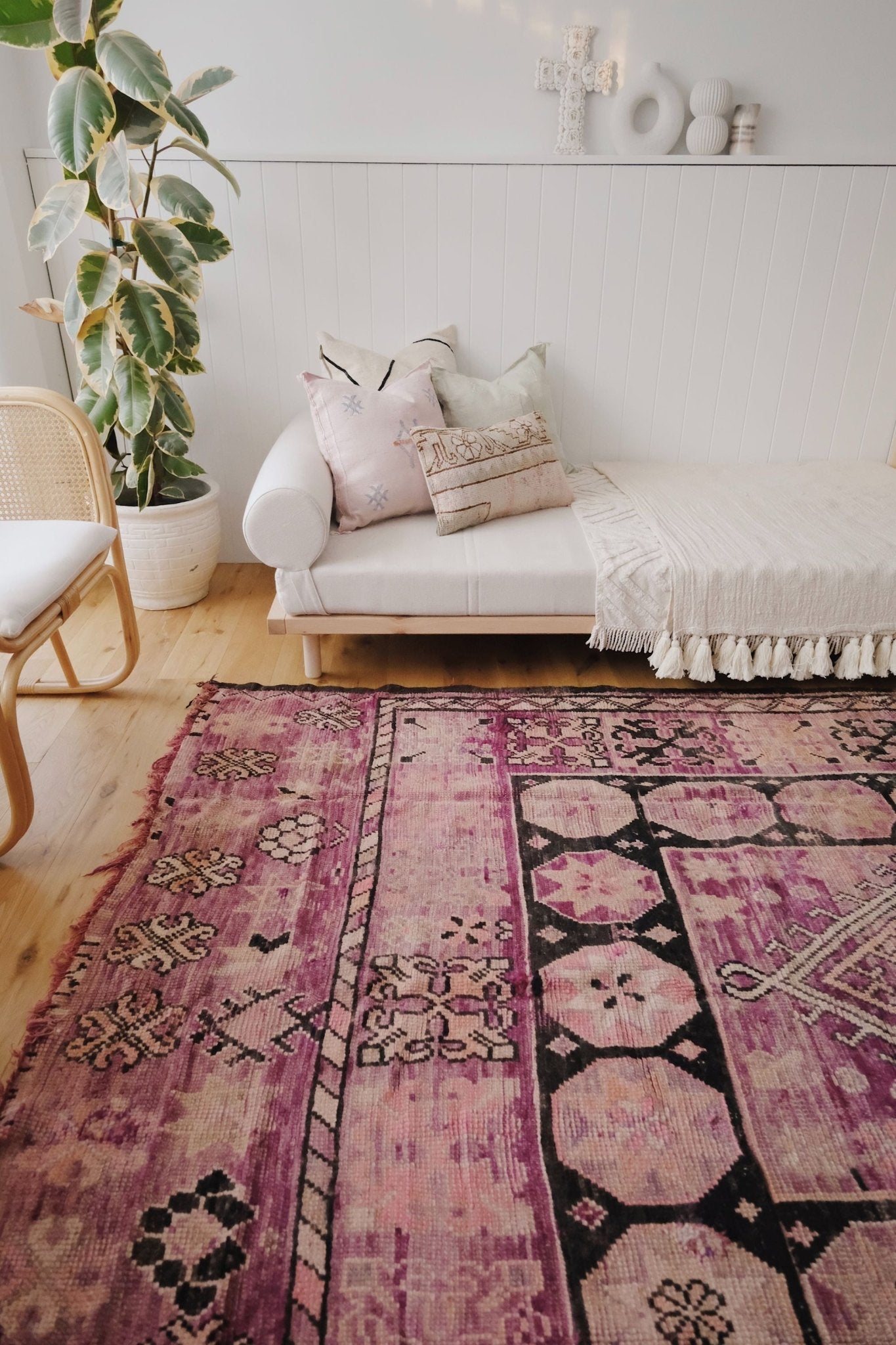 Seyra Boysenberry Purple One of a Kind Vintage Moroccan Rug - Lustere Living