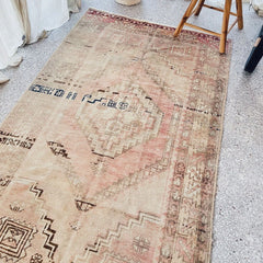 Shaku Faded Muted Taupe Blush Turkish One of A Kind Accent Rug - Lustere Living