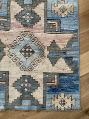 Shea Sky Blue Medallion Turkish One of A Kind Accent Runner Rug - Lustere Living