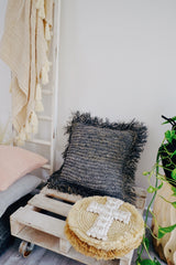 Shore Grey Rafia Handmade Boho Cushion Cover - Lustere Living