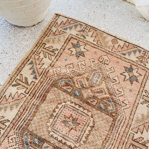 Somu Mini Muted Blush Turkish One of A Kind Door Mat Rug - Lustere Living
